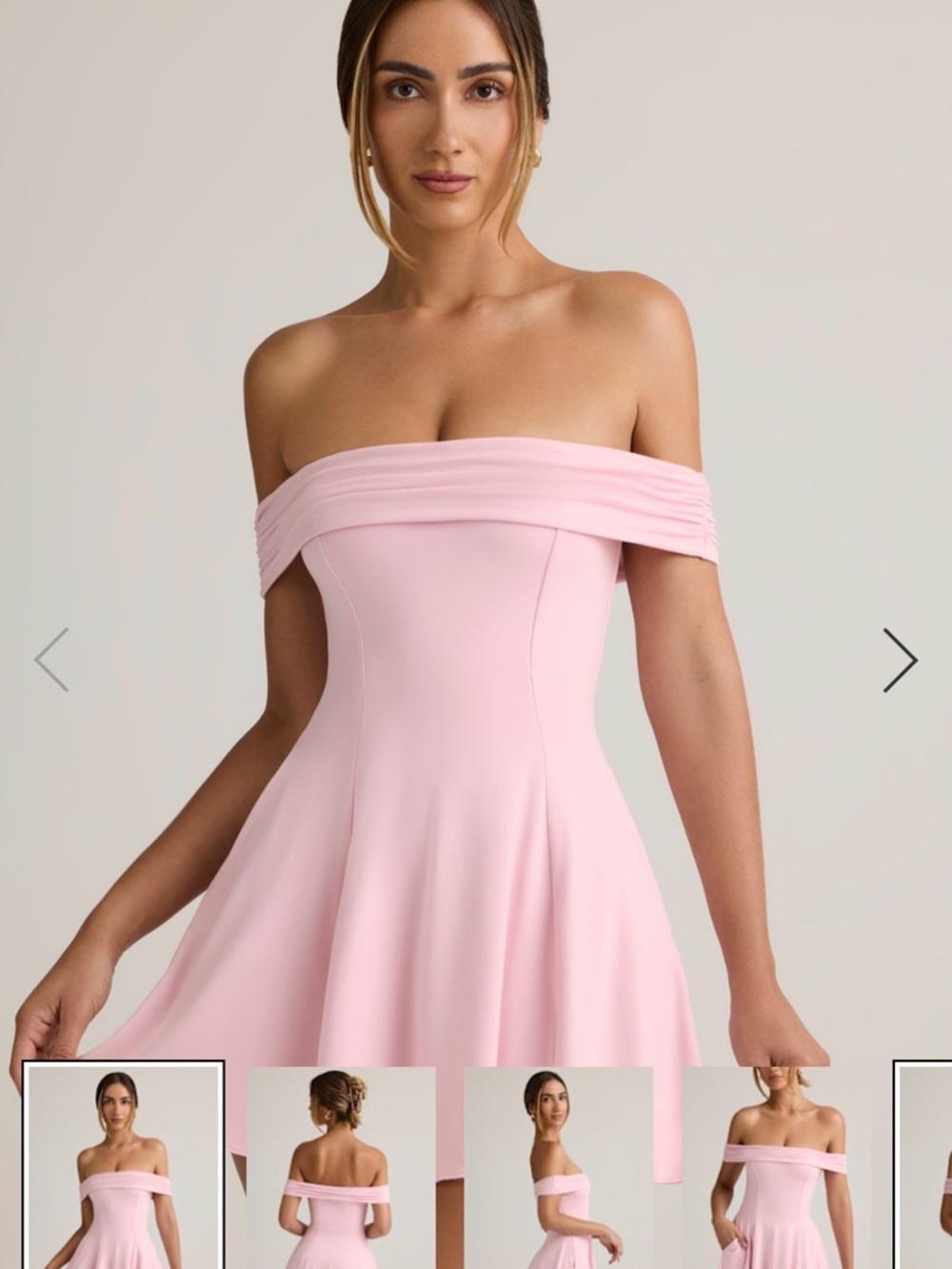 Oh Polly Strapless Off-Shoulder Pink Fit-and-Flare Dress